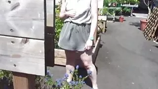 Mrs shows herself in a garden center