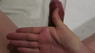 My big left-curved pumped cock