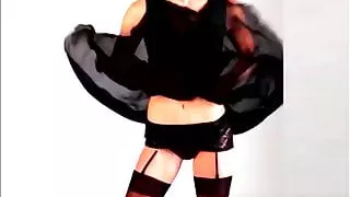 Hot blonde have a orgasm smelling her drooled black dress