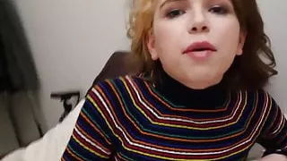 Lascivious stepsis becomes jizz eating machine after cowgirl