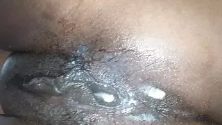 Head hanging off bed fucking her mouth... creampie ending