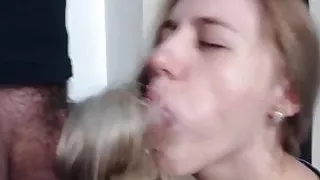 Sexy Blonde Hairjob, Blowjob, Cum in Hair, Long Hair