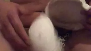 Cheetah bra and panties wank