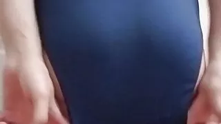 Giving myself a wedgie in blue panties