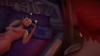 Naughty Warcraft lesbian strapon sex session