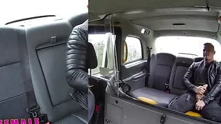 Female Fake Taxi French guy gives throat fucking
