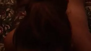 Blue satin panties blow job