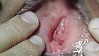 nicki fingers her wet pussy close up