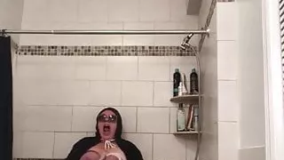 Masturbating with a shower head and knife sharpener