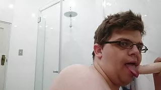 Sucking My Dildo on the Wall