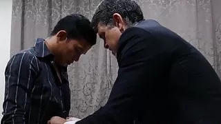 Mature homo sucks ass and cock before bareback with twink