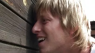 Smart guy fucks old blonde granny on public