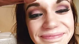 Obedient Latvian girl swallows big load