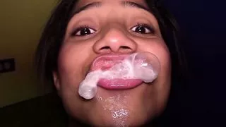 Brazilian cutie with braces gets facefucked