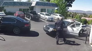 Caught on camera! wife sucks off cop to get her husband off