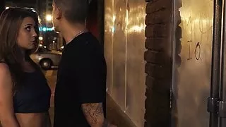 Teenie asks tough thug to slam her hard and rough outdoors