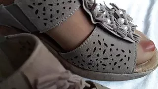 Wifes worn Mules Feet play