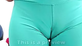 Puffy CAMELTOE Big ASS Teen In Tight Spandex Working Out