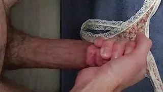 Cum on tiny thong panties