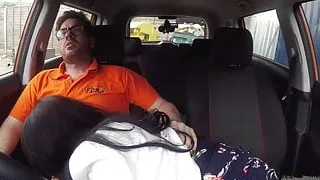 Fake Driving School Spunk covered pussy for busty British ba