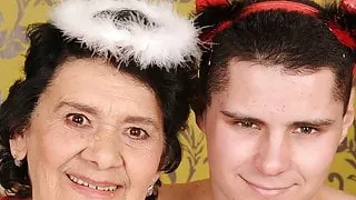 Very old hairy pussy fucked by a young stud