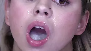 Premium Bukkake - Julie Red swallows 61 huge mouthful cumsho