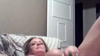 Hot milf cumcumber masturbation