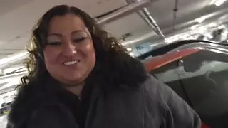 Chubby BBW picks up an young guy from the street