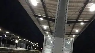 Fetish tranny at trainstation flashing