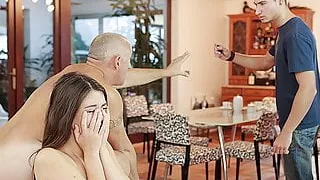 DADDY4K. Daddy stretches good-looking chick while step son...