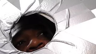 Whiteboi takes a huge black cock at a gloryhole