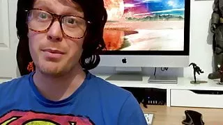 Two lucky nerds blown by an insatiable UK slut