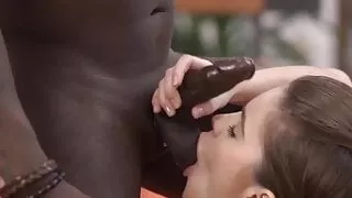 Evelina Darling takes part in black on white porn video