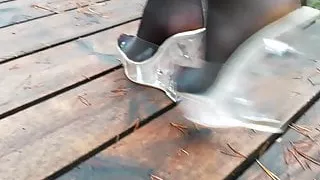 Sexy walking Lady L with mules