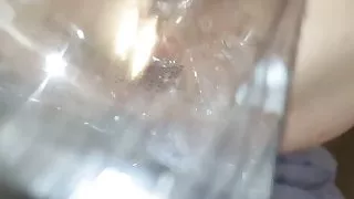 Creampie in Hairy Pussy Jerking Off into Funnel