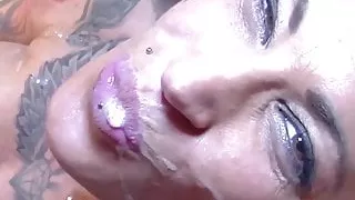busty tattooed milf Calisi Ink rough group banged