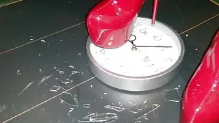 Lady L crush  clock with red boots.