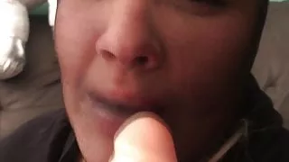 Sheer Black Nylon Stocking Over Face