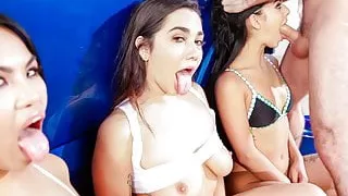 College teens fuck their neighbor in hard foursome