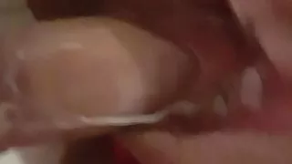 Fucking creamy wet pantie pussy close up