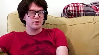 Slutty English amateur sucking on producers long cock