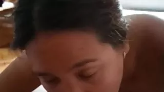 Filipina slut blowing white cock in hotel