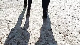 Spandex leggings outdoors