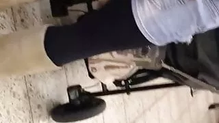 Slut german Woman in Shiny purple tights