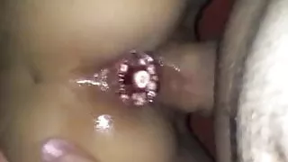 Plugging her tight asshole