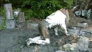 Sasja in muddy white thigh boots!!!