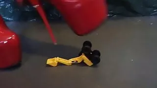 Lady L crush cut toy with red sexy boots.