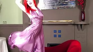 HeydiMar Uses her silk smell drooled dress! in front fan