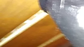 Taking fat black dildo doggy style