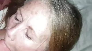 60 year old whore takes facial